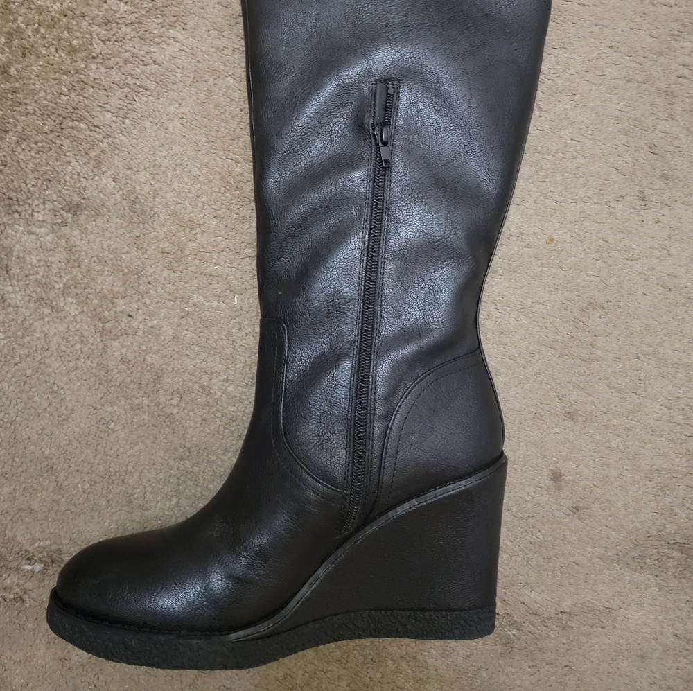 brand new Zodiac Womens Wedge boots Iggy-Wc Boots Mid Calf High Heel 3" - Black